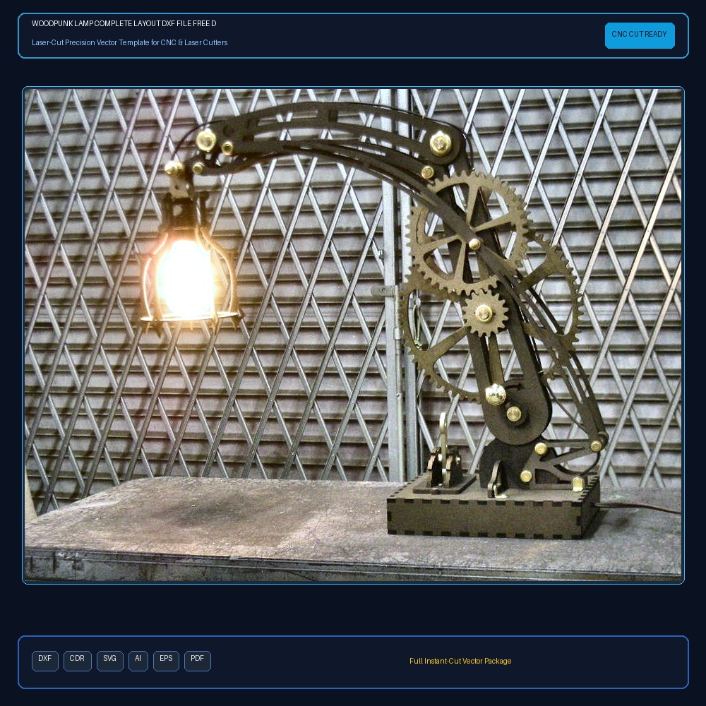 Woodpunk Lamp Complete Layout DXF File Free Download - 3axis.co