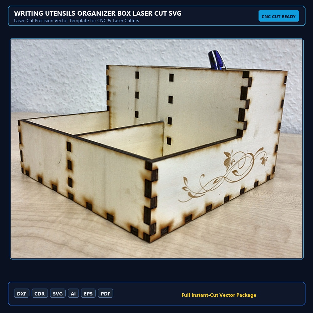 Writing utensils organizer box Laser Cut SVG File Free Download - 3axis.co